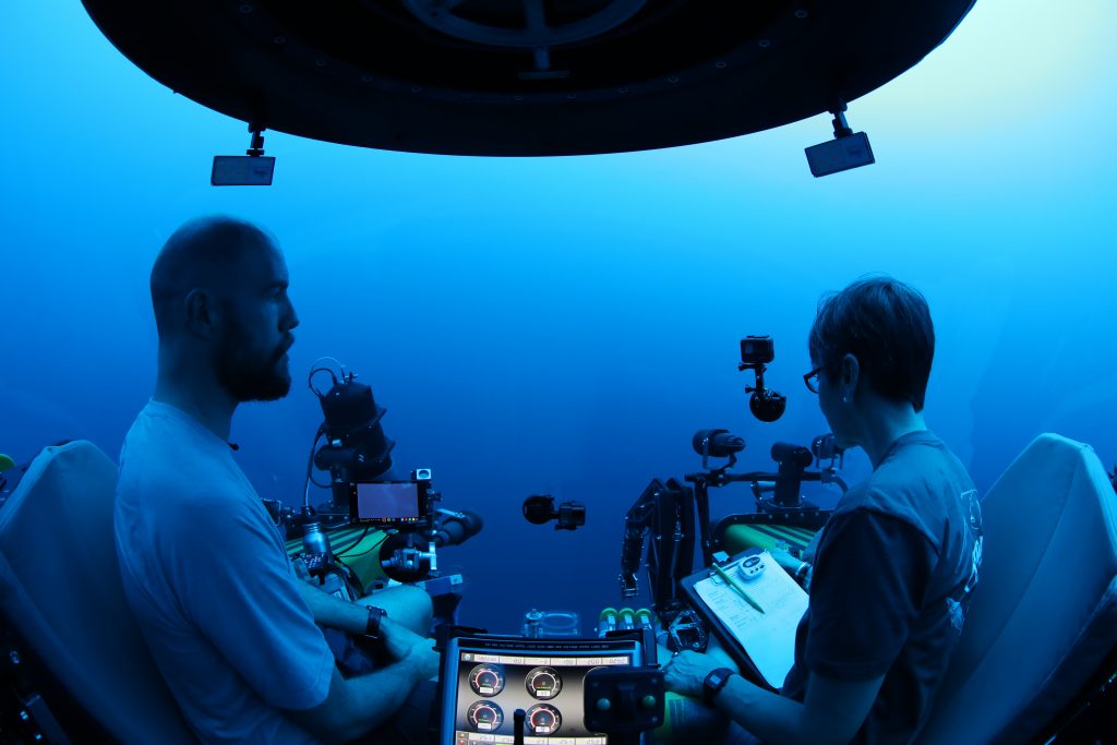 Heidi Sosik and Paul Caiger in a manned submersible.