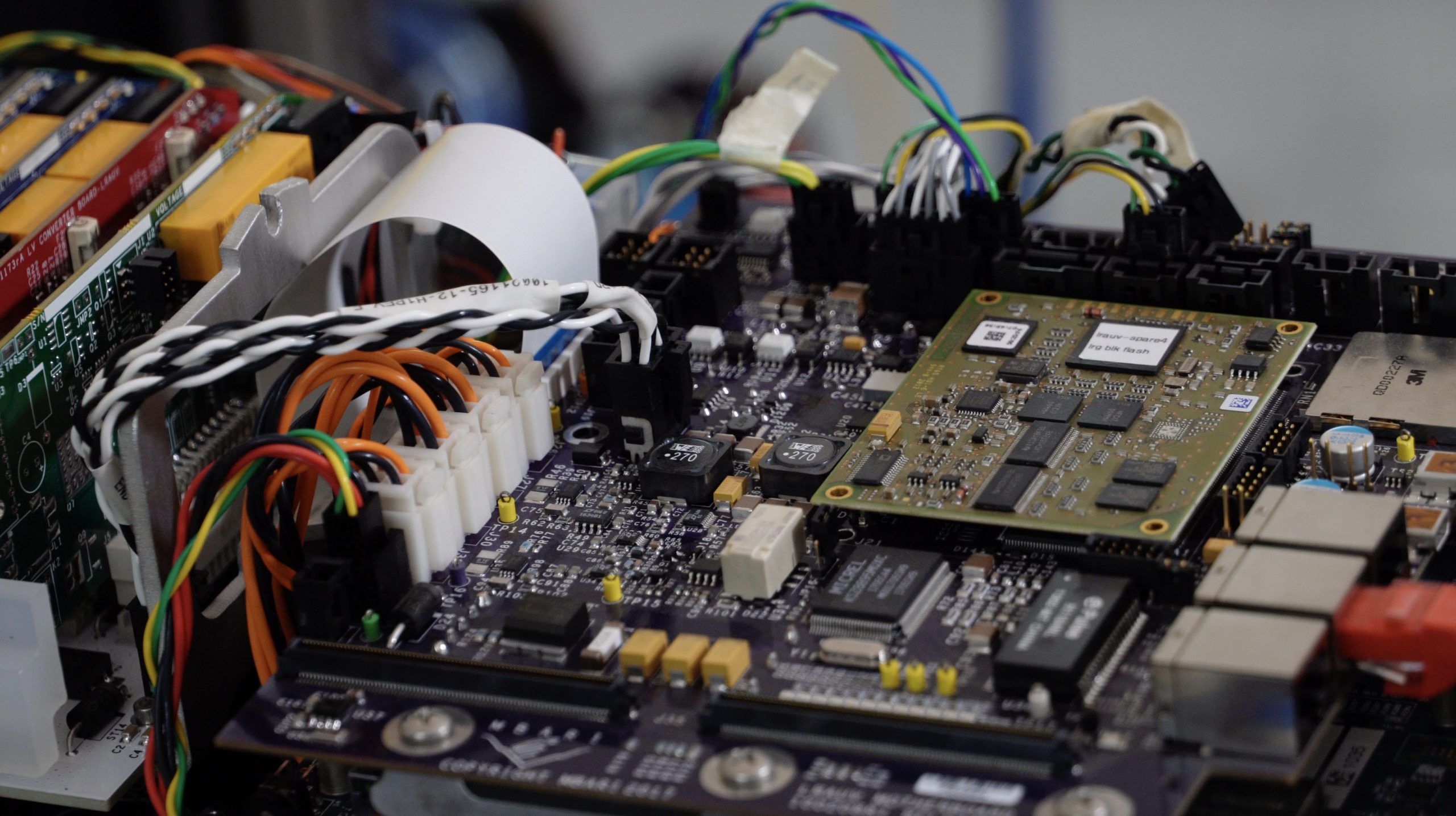 Pictured here is the LRAUV motherboard, which controls most of Mesobot's basic functions like power and data gathering from various sensors.