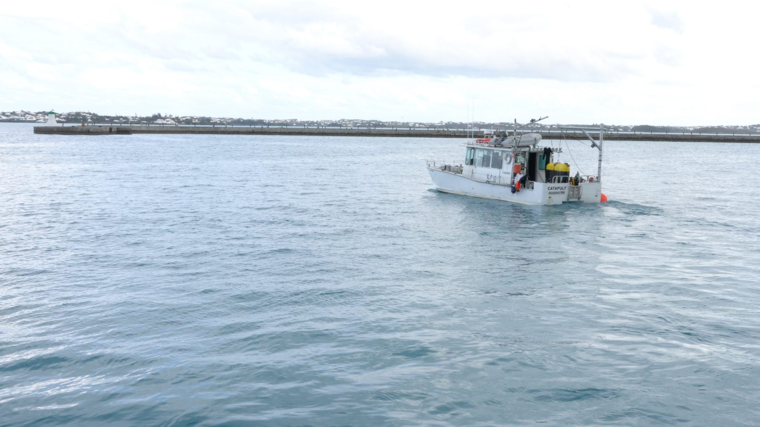 The R/V Catapult transports Mesobot to a nearby marina for testing in saltwater.