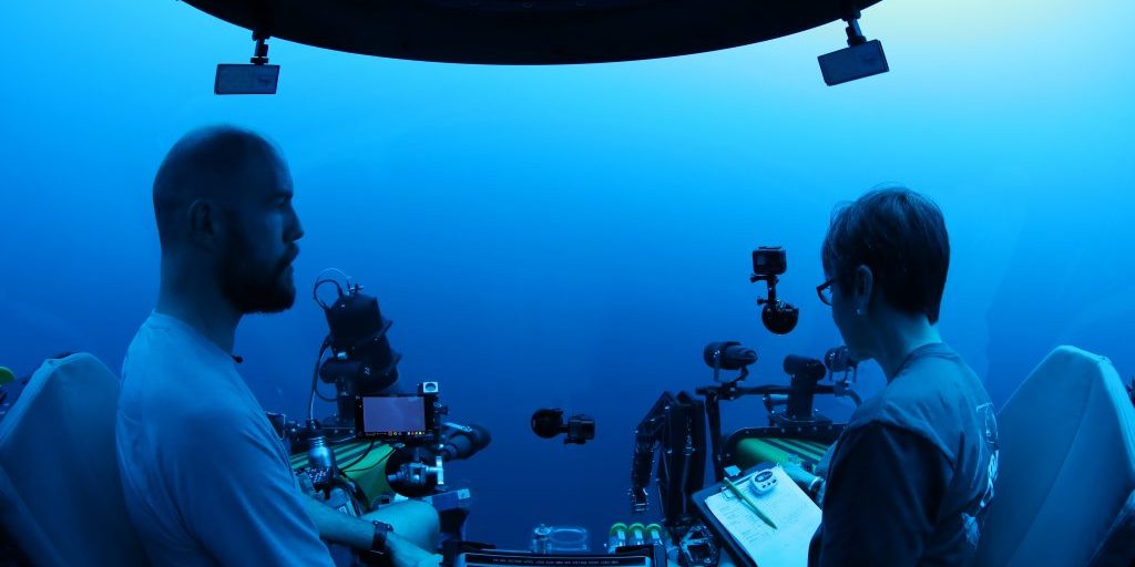 Heidi Sosik and Paul Caiger in a manned submersible.